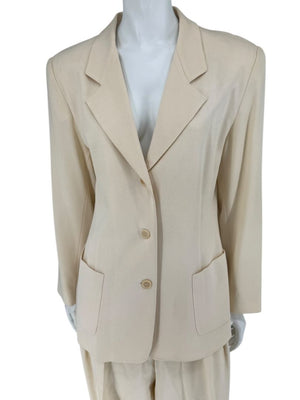 Ron Leal Cream Wool Pantsuit – Size 12