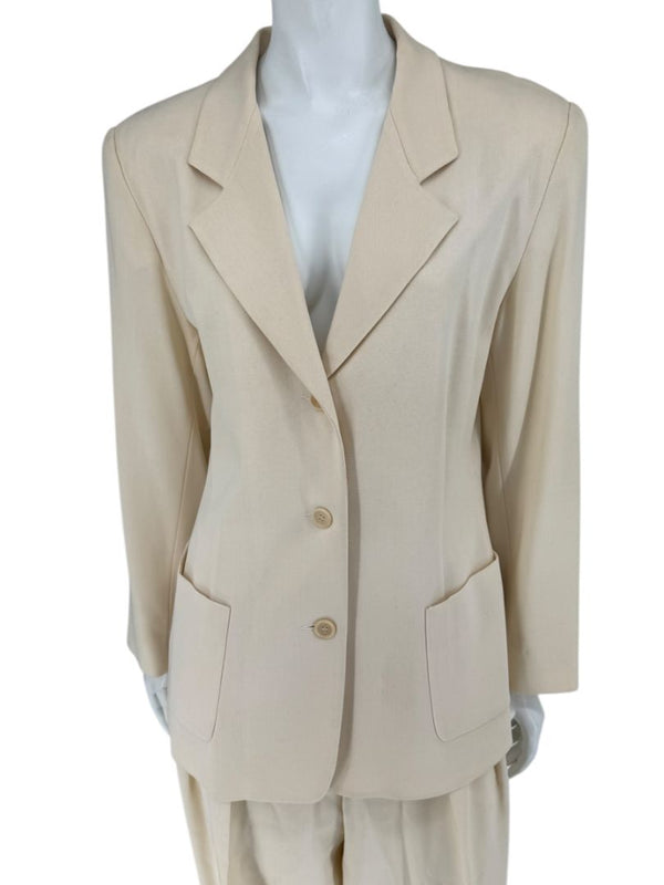 Ron Leal Cream Wool Pantsuit – Size 12