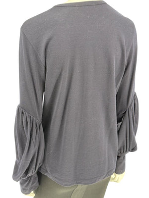 Comme des Garçons Navy Wool Balloon-Sleeve Top – Size L