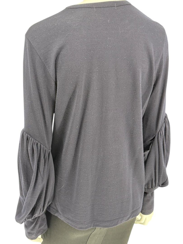 Comme des Garçons Navy Wool Balloon-Sleeve Top – Size L
