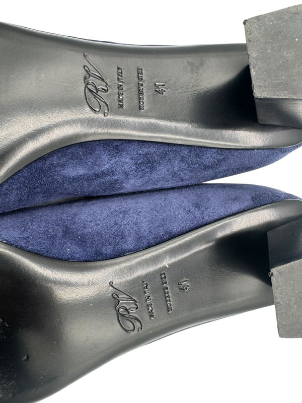 Roger Vivier “Belle Vivier” Navy Suede Buckle Pumps – Size 41 (Made in Italy)