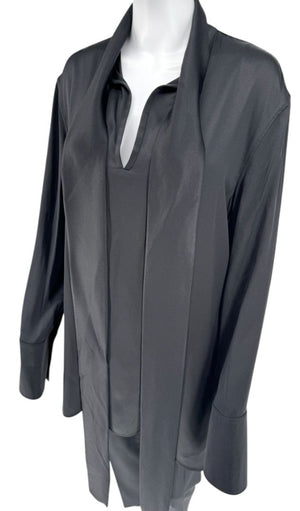 Jil Sander Silk Tie-Neck Blouse in Black – Size 34