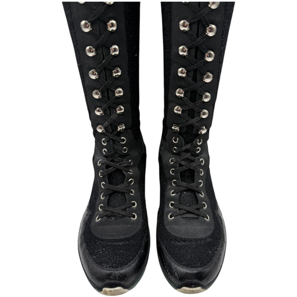 Chanel Mixed-Media High-Top Sneakers – Size 40