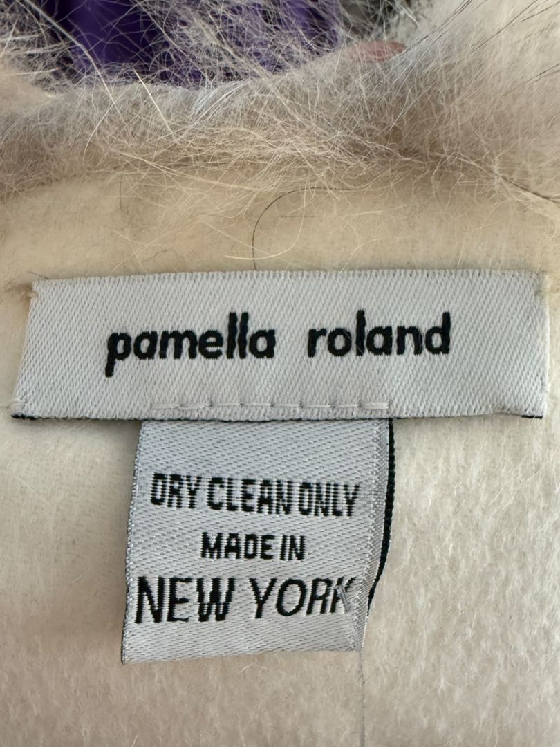 Pamella Roland Ivory Wool Cape Jacket with Natural Fur Trim – O/S