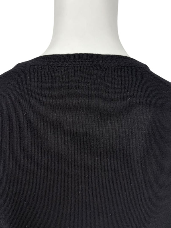 Burberry London Black Extrafine Merino Wool V-Neck Sweater – Size L