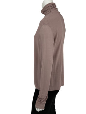 Zenobia Taupe Silk Turtleneck Blouse – Size XL
