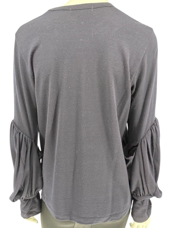 Comme des Garçons Navy Wool Balloon-Sleeve Top – Size L