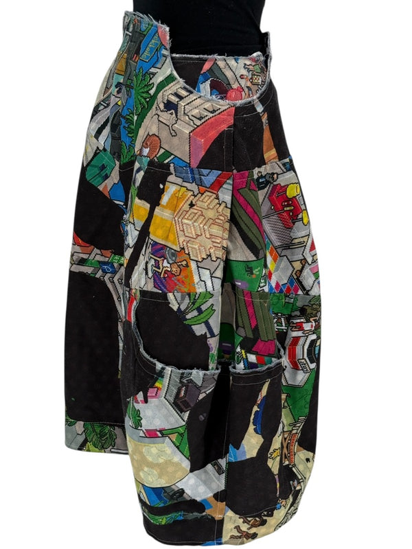 Comme des Garçons Printed Patchwork Skirt – Size XS - Made In Japan