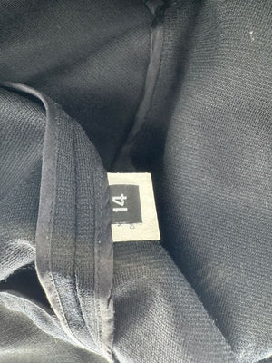 Douglas Hannant Black Wool Wrap Jacket with Nappa Leather Trim – Size 14