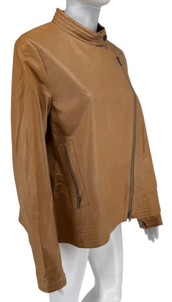 Brunello Cucinelli Leather Moto Jacket – Size 44  Brand New