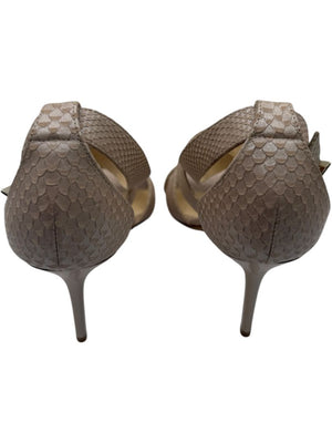 Jimmy Choo Blush Beige Snakeskin-Embossed Strappy Sandals – Size 39