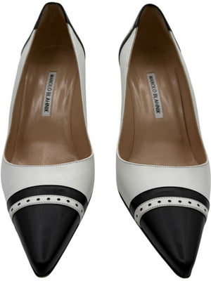 Manolo Blahnik Black & White Wingtip/Spectator Pumps - Size 39.5