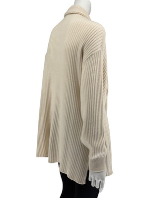 Loro Piana Beige Baby Cashmere Ribbed Open Cardigan – Size S