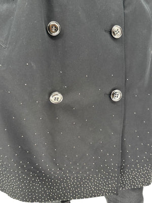 Burberry London Black Cotton Trench Coat with Dégradé Studded Details – Size USA 14 / IT 48