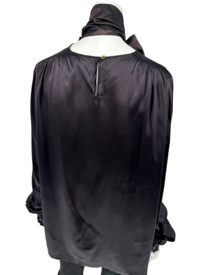 Etro Black Silk Bow-Neck Blouse – Size IT 46 (US 10)
