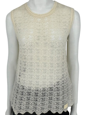 Chanel Ivory Mohair Lace Sleeveless Top – Size 42 (FR)