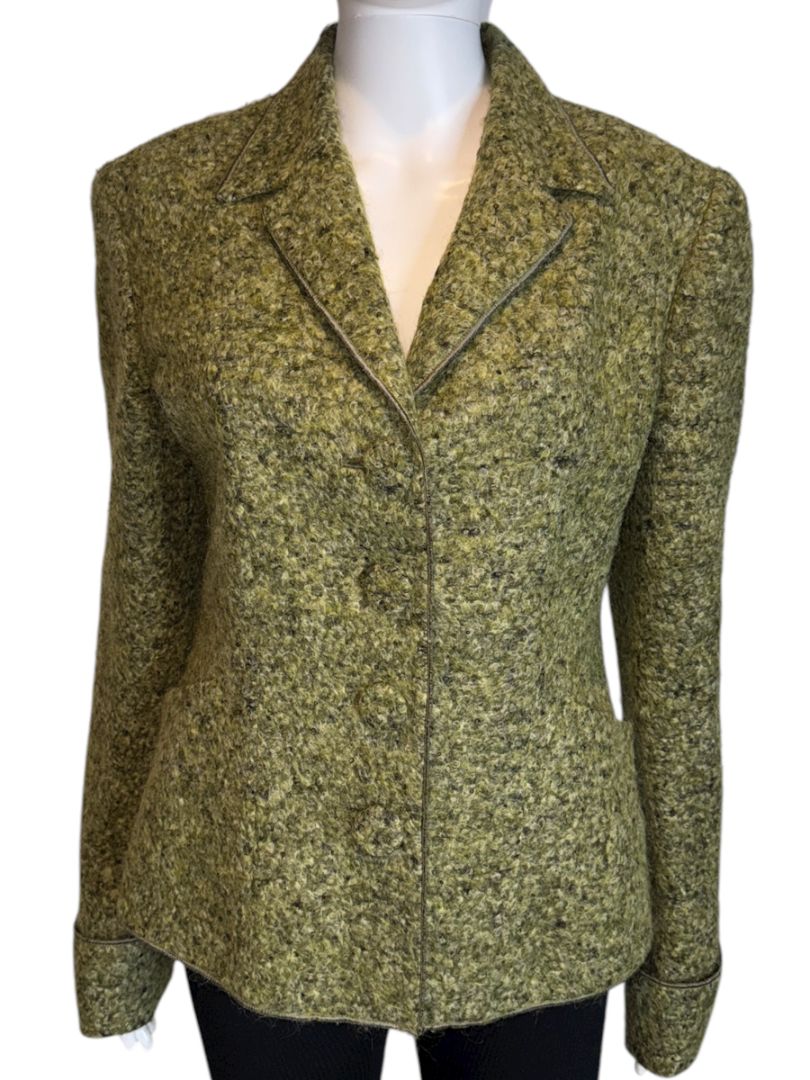 MSIAMO Green Wool Blend Bouclé Jacket – Size 12