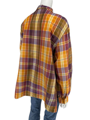 Linda Allard for Ellen Tracy 100% Silk Plaid Button-Up Shirt – Size 14