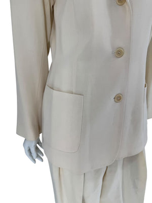 Ron Leal Cream Wool Pantsuit – Size 12