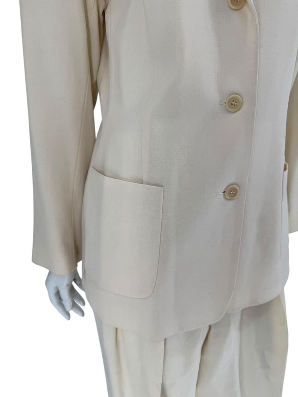 Ron Leal Cream Wool Pantsuit – Size 12