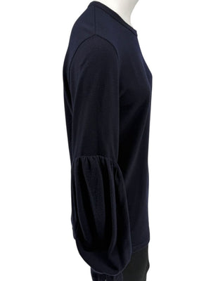 Comme des Garçons Navy Wool Balloon-Sleeve Top – Size L