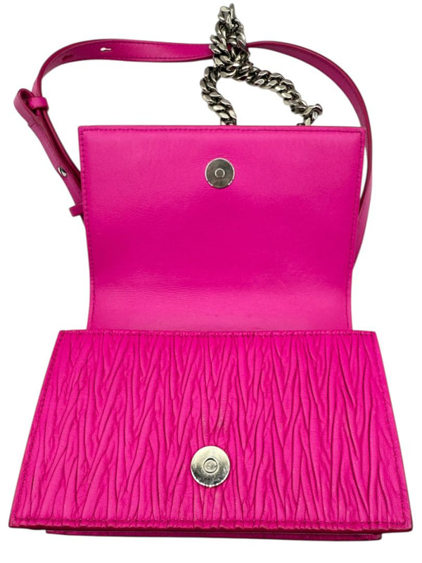 Alexander McQueen Women’s Fuchsia Pink Leather Knuckle Clutch Shoulder Bag