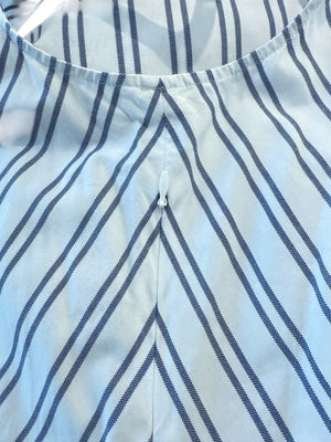 Lafayette 148 New York Navy & White Striped Sleeveless Shift Dress with Pockets – Size XL