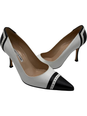 Manolo Blahnik Black & White Wingtip/Spectator Pumps - Size 39.5