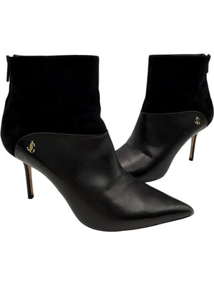 Jimmy Choo Black Suede & Leather Booties – Size 39.5