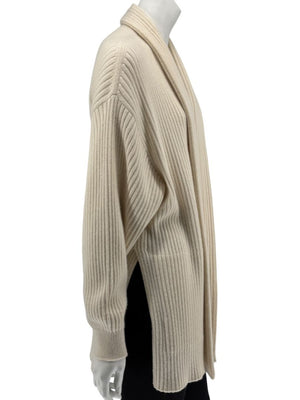 Loro Piana Beige Baby Cashmere Ribbed Open Cardigan – Size S