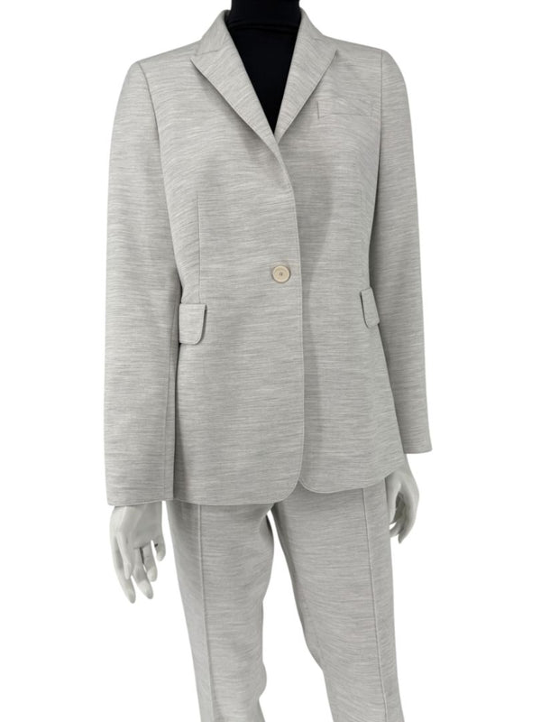 Akris Punto Light Grey Mélange Blazer & Pants Suit Set – Size US 10