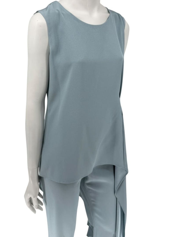 Pamella Roland Blue Draped Tunic & Pants Set Women’s Evening Formal 2 Piece – Size L