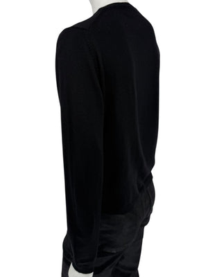 Burberry London Black Extrafine Merino Wool V-Neck Sweater – Size L