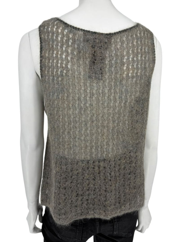 Linda Allard Ellen Tracy “Sage” Mohair Blend Open-Knit Tank – Size XL