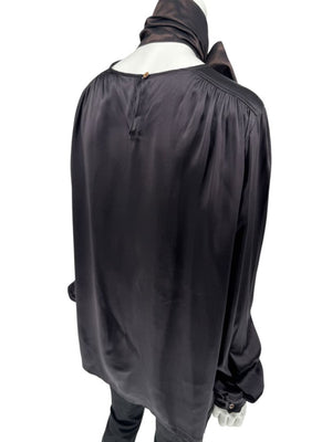 Etro Black Silk Bow-Neck Blouse – Size IT 46 (US 10)