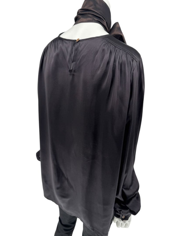 Etro Black Silk Bow-Neck Blouse – Size IT 46 (US 10)