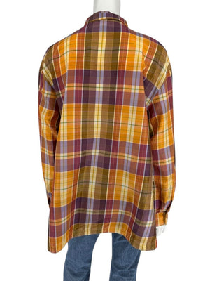 Linda Allard for Ellen Tracy 100% Silk Plaid Button-Up Shirt – Size 14