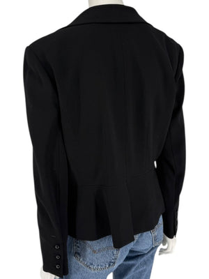 Chanel Black Wool Chain-Closure Tailored Jacket – Size 46