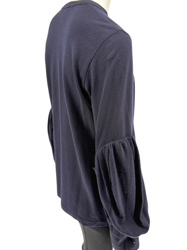 Comme des Garçons Navy Wool Balloon-Sleeve Top – Size L