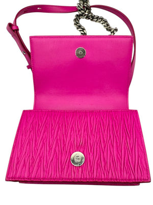 Alexander McQueen Women’s Fuchsia Pink Leather Knuckle Clutch Shoulder Bag
