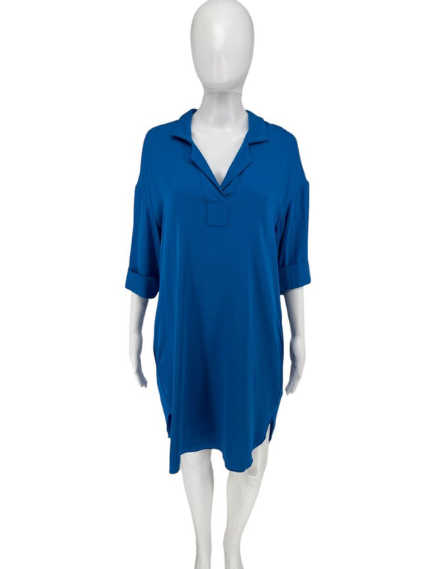 Piazza Sempione Cobalt Blue Collared Tunic Dress – Size IT 38 (Fits Like US 2-4)