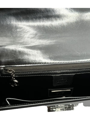 Gucci Metallic Silver Leather Clutch