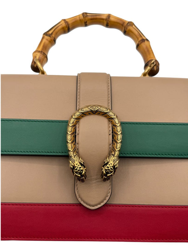 Gucci Beige/Red/Green Leather Dionysus Medium Top Handle