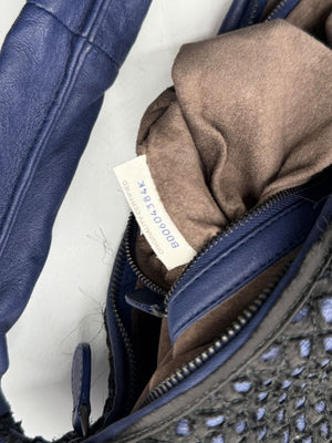 Bottega Veneta  Nappa Silk Mini Ponza Devore Fuzzy Maxi Hobo Indigo