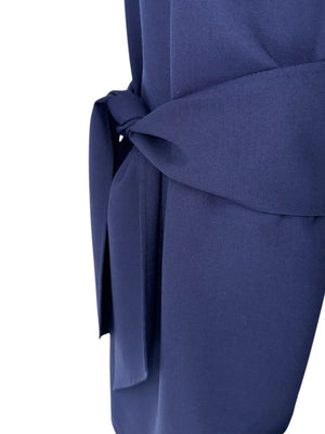 Oscar de la Renta Navy Sleeveless Dress with Tie Waist - Size 8