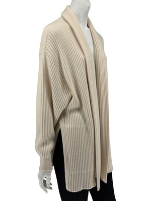 Loro Piana Beige Baby Cashmere Ribbed Open Cardigan – Size S