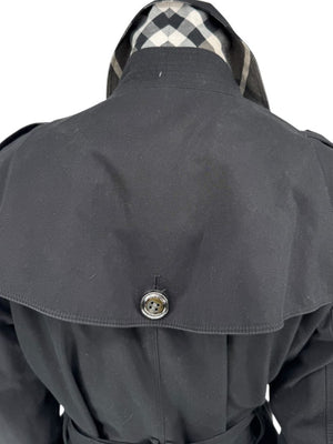 Burberry London Black Cotton Trench Coat with Dégradé Studded Details – Size USA 14 / IT 48