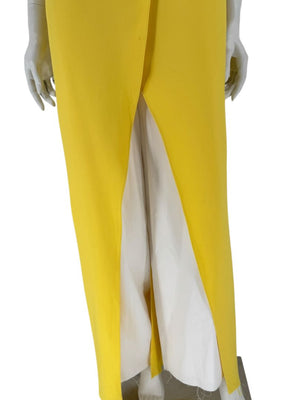 Pamella Roland Yellow Draped Overlay Jumpsuit – Large