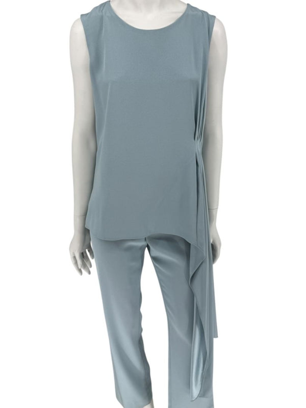 Pamella Roland Blue Draped Tunic & Pants Set Women’s Evening Formal 2 Piece – Size L