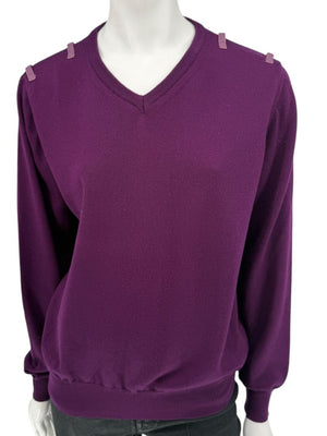 Burberry London Plum Merino Wool Sweater – Size S Mens